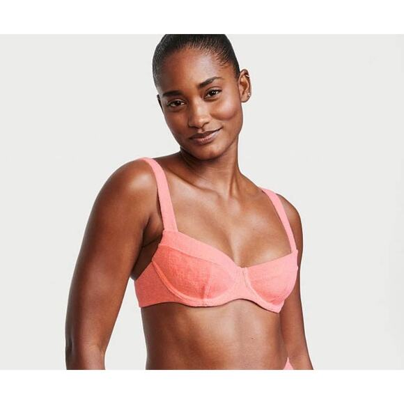 Victoria's Secret Pink Terry Cloth Underwire Bikini Top - 34DDD - Picture 1 of 5